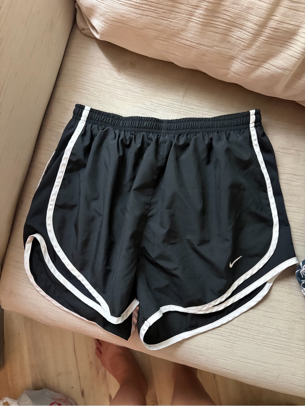 Nike Women's Black Athletic Shorts with White Piping